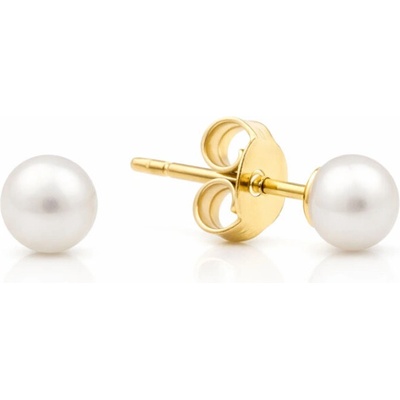 Victoria Filippi Stainless Steel Náušnice s bílou perlou Cinzia Gold 4 mm, chirurgická ocel E-YE15768/19 Zlatá Bílá