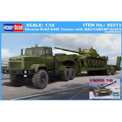 Hobby Boss Ukraine KrAZ-6446 Tractor with MAZ/ChMZAP-5247G semitrailer & T-62 1:35