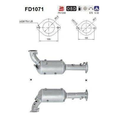 Filtr sazových částic, výfukový systém AS FD1071