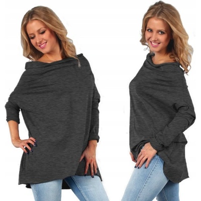 Fashionweek Bavlnená blúzka Asymetrická blúzka oversized MF295 grafit