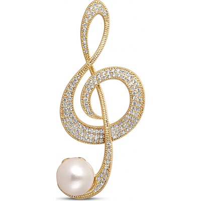 JwL Luxury Pearls perlová brošňa husľový kľúč 2v1 JL0702