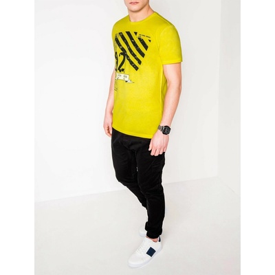 Ombre Clothing pánské tričko s potiskem Final žluté