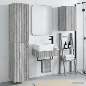 vidaXL Комплект мебели за баня 3 бр. Сив Сонома 33 x 34, 5 x 160 см (3406059)