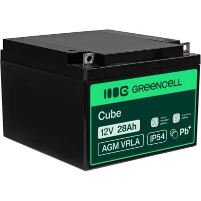 Green Cell AGM 12V 28Ah battery fleece battery VRLA lead battery lead battery replacement battery battery battery supply battery cycle-proof maintenance-free wheelchair, golf carts, electric motors, lawn mowers, rehabilitation - AGM20_1