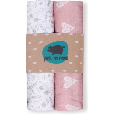 PINKnoMore Plena mušelínová potisk PINK HEARTS & BOTANIC 2 ks