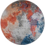 Vitaus Синьо-оранжев миещ се кръгъл килим ø 120 cm - Vitaus (KRN-S9546-Yuvarlak-120x120)
