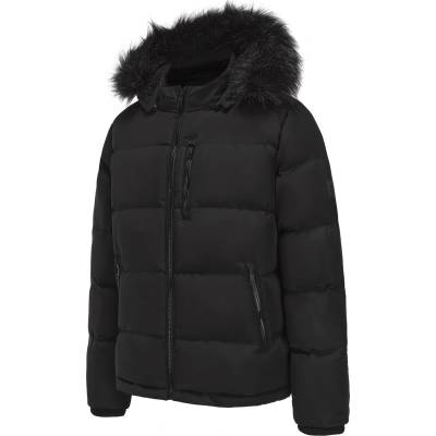 SoulCal Поларено яке SoulCal Men's 2 Zip Bubble Faux Fur Trim Fleece Lined Short Puffer Jacket - Black