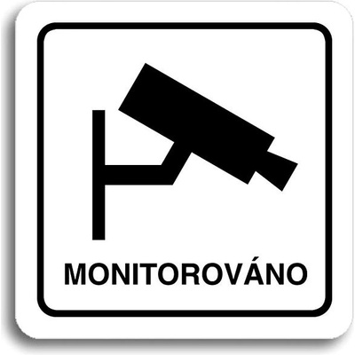 Accept Piktogram „monitorované“ (80 × 80 mm) (biela tabuľka – čierna tlač)