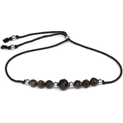AGATO Šňůrkový náramek se spinelem a obsidiánem HE19R3S-BK