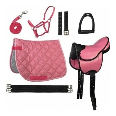 HKM Lucy set sedlo pro pony s příslušenstvím b.růžová – Zboží Mobilmania