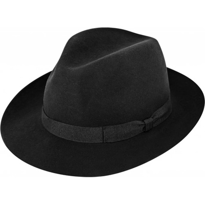 Fiebig Headwear since 1903 klobouk fedora plstěný černý s černou stuhou černý – Zboží Mobilmania