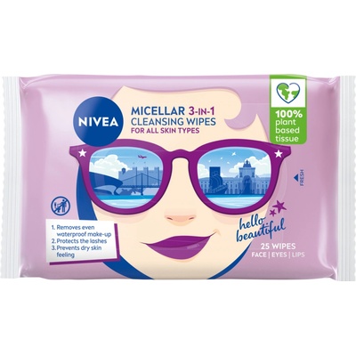 Nivea MicellAir Skin Breathe 3v1 biologicky odbúrateľné micelárne odličovacie obrúsky 25 ks