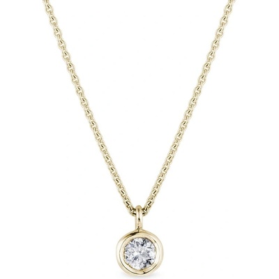 KLENOTA Prívesok s bezel diamantom zo žltého zlata k0601013