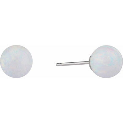 BEALIO 07178 Stříbrné náušnice KULIČKY 8 mm bílý OPÁL (Ag 925/1000, 1,32 g)