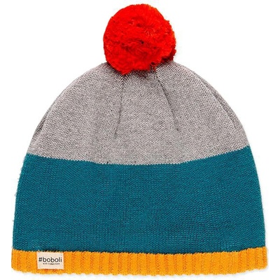 Boboli dětská pletená čepice šedo modrá