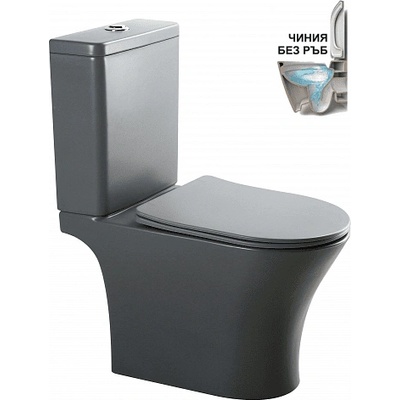 Inter Ceramic Моноблок ICC 7937S MATT GRAY, седалка и капак, порцелан, сив мат, 83x65x37.5см (7937S MATT GRAY)