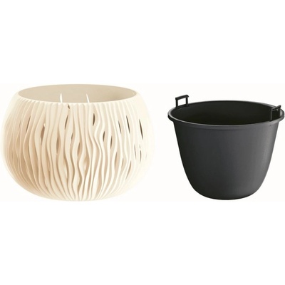 Prosperplast Květináč s vkladem SANDY BOWL krémový 23,8 cm