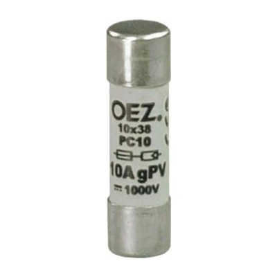 OEZ OEZ:41240 Pojistková vložka PC10 12A gPv Un 1000 V d.c., velikost 10x38, gPv - charakteristika pro jištění polovodičů, Cd/Pb