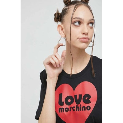 Love Moschino Bavlnené tričko čierna
