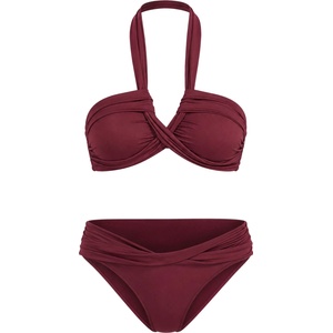 Seafolly Дамско бикини горнище Seafolly Women's Collective Halter Bandeau Bikini top - Dark Burgundy - размер 40 (EU) (150-2106-1414)