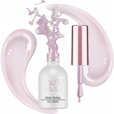 Saute Nails Hybridní Top Coat No Wipe s efektem 8ml Pink Pearl (Růžová Perla)