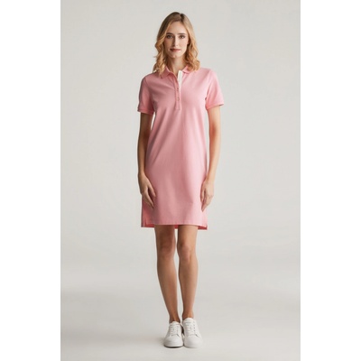 Gant Contrast Collar Pique Polo Dress Geranium Pink