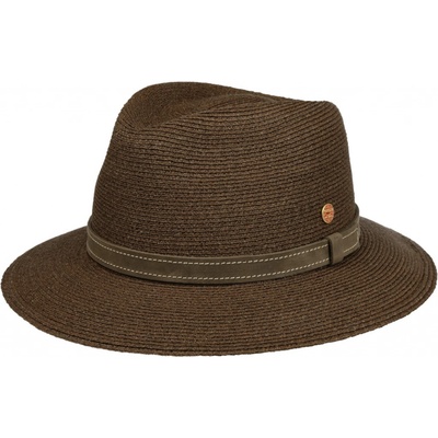 Mayser Mathis luxusní nemačkavý klobouk Fedora ručně šitý UV faktor 80 hnědý
