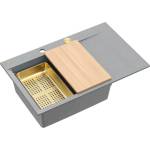 Quadron Вградена работна станция Quadron Josh 111, сиво Silver Stone - злато, 78x50 см (HCQJ7850U5_PVDG1_P2O) Мивка за вграждане