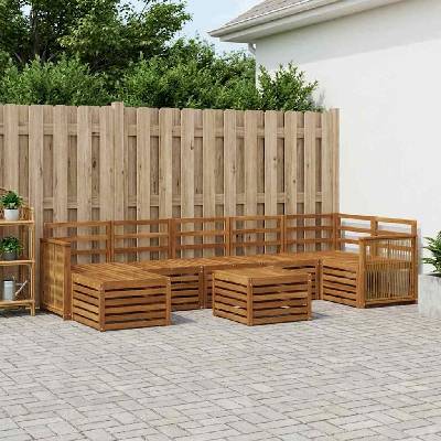 vidaXL Комплект дивани за открито 7 pcs Натурално (3384655)