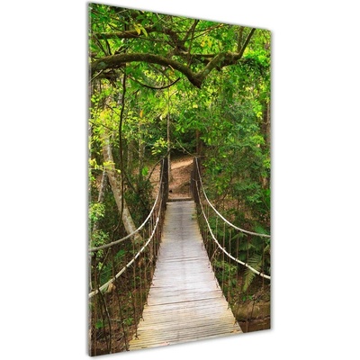 Vertikálny foto obraz sklo tvrdené Visiaci most v lese 50x100 cm