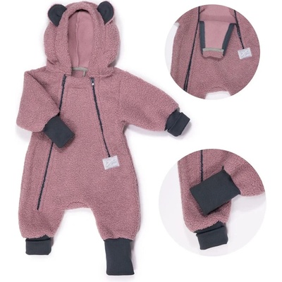 ESITO Rastúca zimná kombinéza Teddy fleece double Cyclamen pink