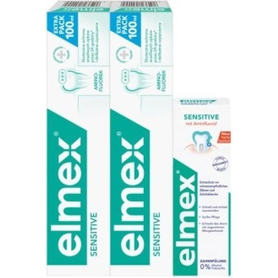 Elmex Sensitive zubná pasta 2 x 75 ml + ústna voda 100 ml darčeková sada