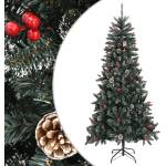 vidaXL Изкуствена коледна елха със стойка, зелена, 240 см, PVC (345182)
