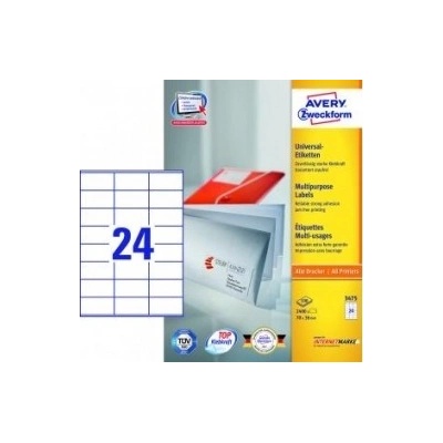 Etikety univerzálne 70x36mm Avery A4 100 hárkov