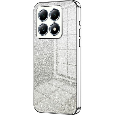 Cut gelový třpytivý obal na Xiaomi 14T Pro - stříbrný