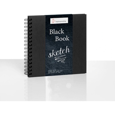 Hahnemühle Black book skicák ŠPIRÁLOVÁ VÄZBA 250 GR/M2 30 LISTOV/60 STRÁN 23,5x23,5 CM