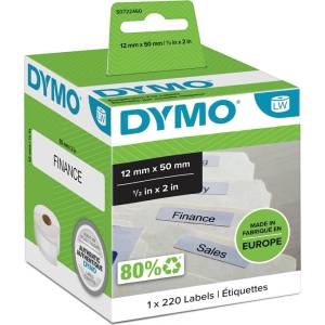 DYMO Етикет за висящи папки 12 x 50 перманентен бял мм, 220 бр (S0722460)