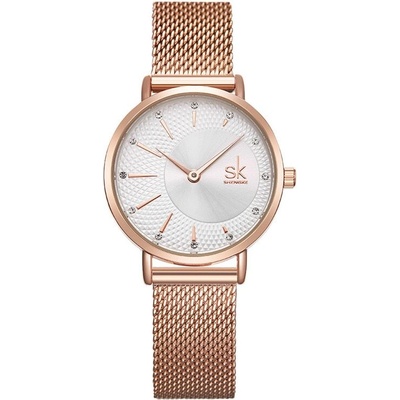 Shengke Дамски часовник SK Shengke Magnificent с кристали, Кварцов, Розово злато / Бял (SK-K0093-ROSEGOLD-WHITE)