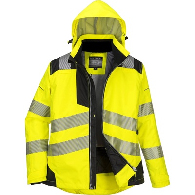 Portwest hi-vis pw382 / Дамско зимно светлоотразително яке, водоустойчиво - hv жълто/черно xs (pw382ybrxs)