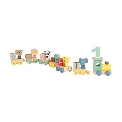 Small Foot Dřevěný narozeninový vláček se zvířátky