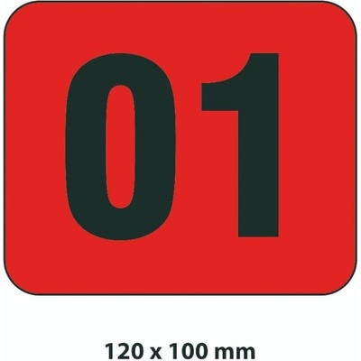 Samolepicí značení skladovacích míst – polykarbonát, červeno-bílá, 120×100 mm