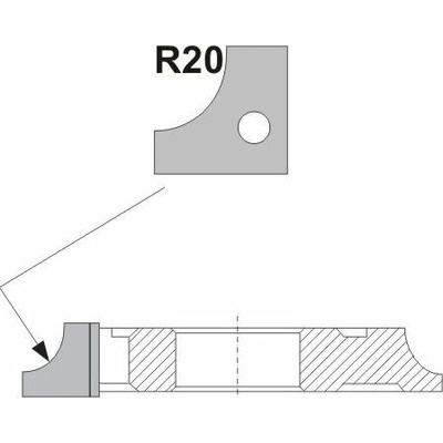VBD R20 zaoblovací vydutá, 1/4 kruhová