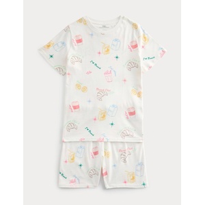 Marks & Spencer Пижама от чист памук с графика за закуска (1-16 години) Marks & Spencer кремава Marks & Spencer | Bezhov | Момчешки | 8-9 години