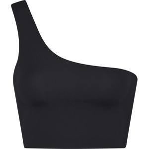 Girlfriend Collective Women's One Shoulder Non Wired Low Impact Sports Bra - Black