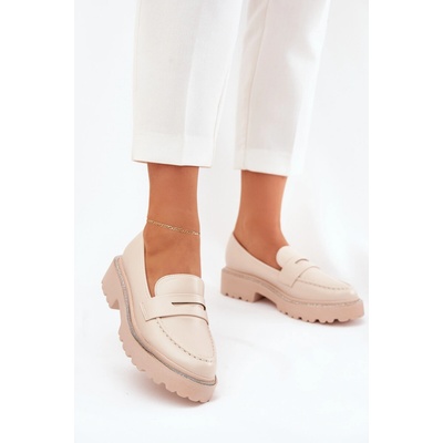 Boto Dámské Mokasíny Eko Kožené S Krystaly Béžové Wilamla krémová