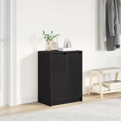 vidaXL Шкаф за обувки, Черен дъб, 57x34x76 см, инженерно дърво (861869)