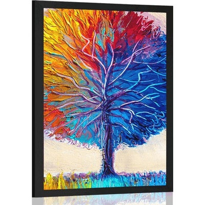 Plakát barevný akvarelový strom - 20x30 black