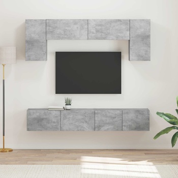 vidaXL Комплект ТВ шкаф 4 pcs Циментено сиво Инженерно дърво (3409081)