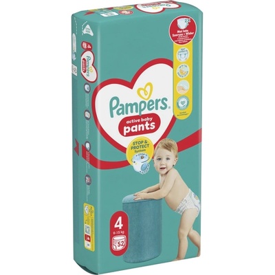 Pampers Бебешки пелени гащи Pampers - Размер 4, 9-15 kg, 52 броя (1007000193)