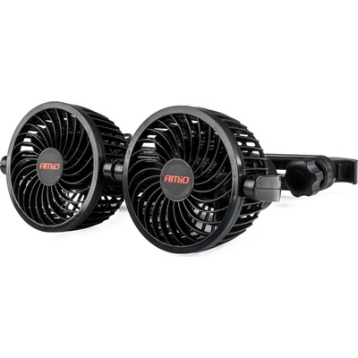 AMiO - Ventilátor do auta pre opierku hlavy s USB nabíjačkou 2x4" 12V 03009